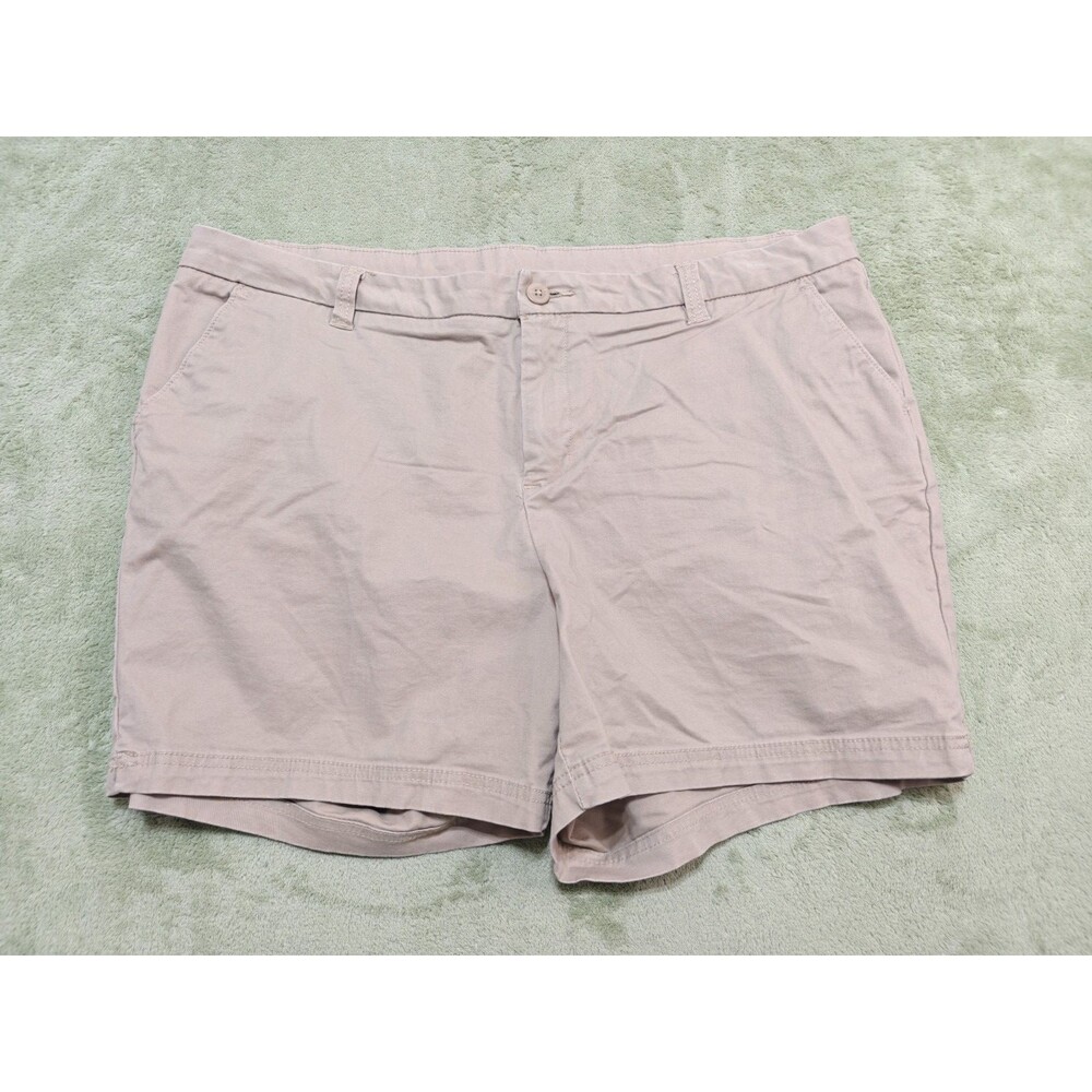 Magellan Outdoors Womens Khaki Tan Stretch Cotton Flat Front Shorts Size 18